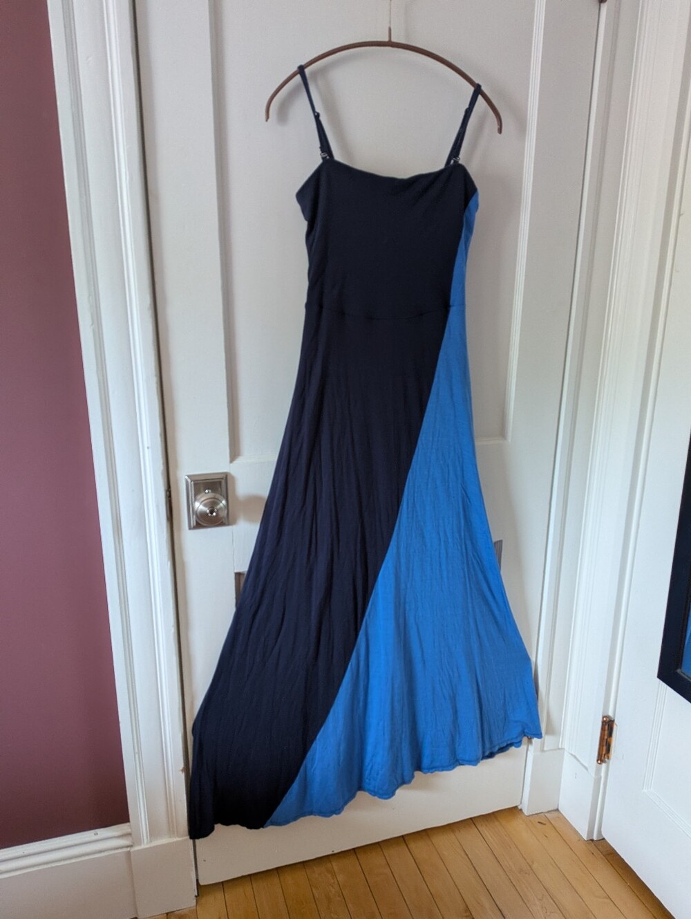 INC International Concepts Navy and Blue Diagonal Maxi Dress